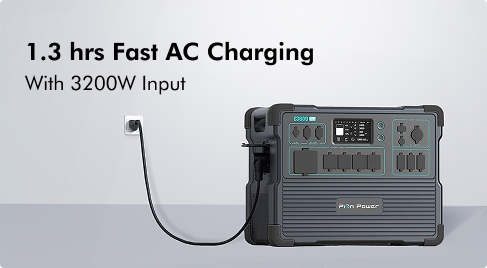 1.3 hrs Fast AC Charging with 3200W Input