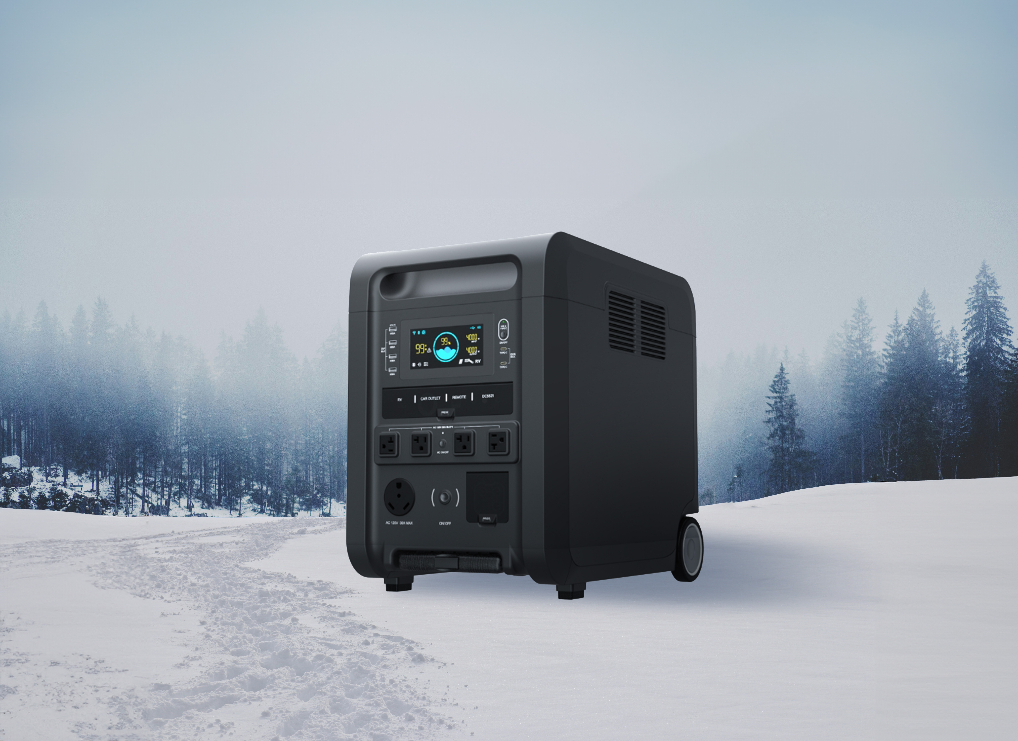 Power station operating in extreme cold and hot temperatures