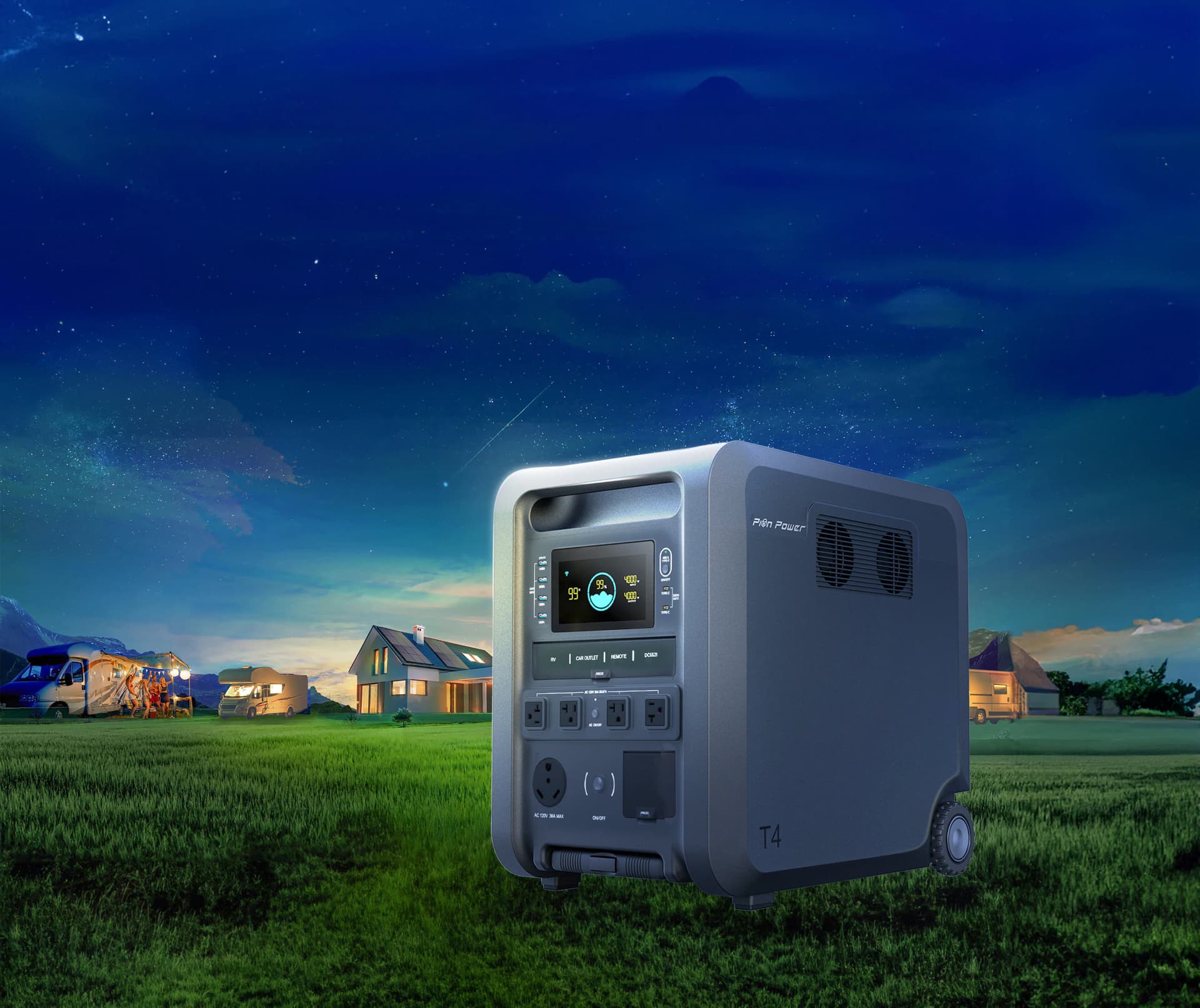 Hero background with starry sky and landscape (phone)